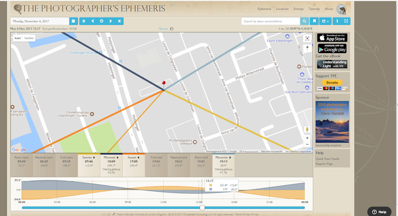 Photoephemeris Kijk waar de Zon en de Maan Opkomen 